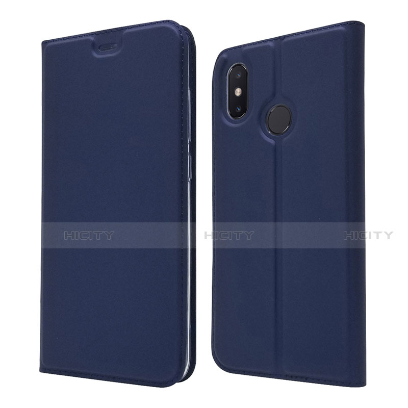 Custodia Portafoglio In Pelle Cover con Supporto L04 per Xiaomi Mi 8 Blu