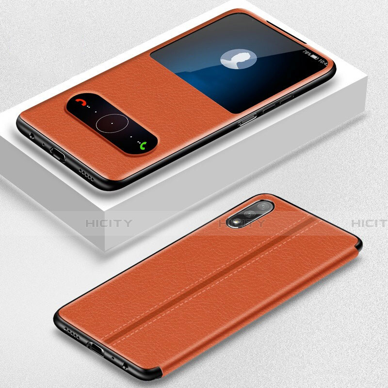 Custodia Portafoglio In Pelle Cover con Supporto L05 per Huawei Honor 9X Arancione