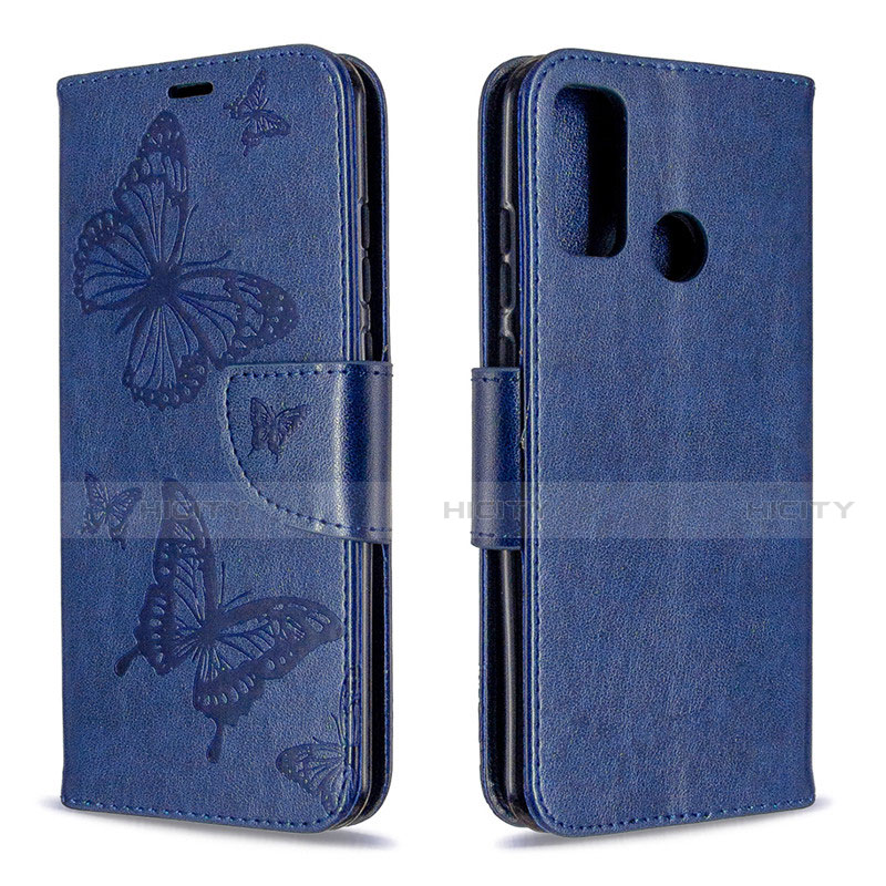 Custodia Portafoglio In Pelle Cover con Supporto L05 per Huawei P Smart (2020) Blu