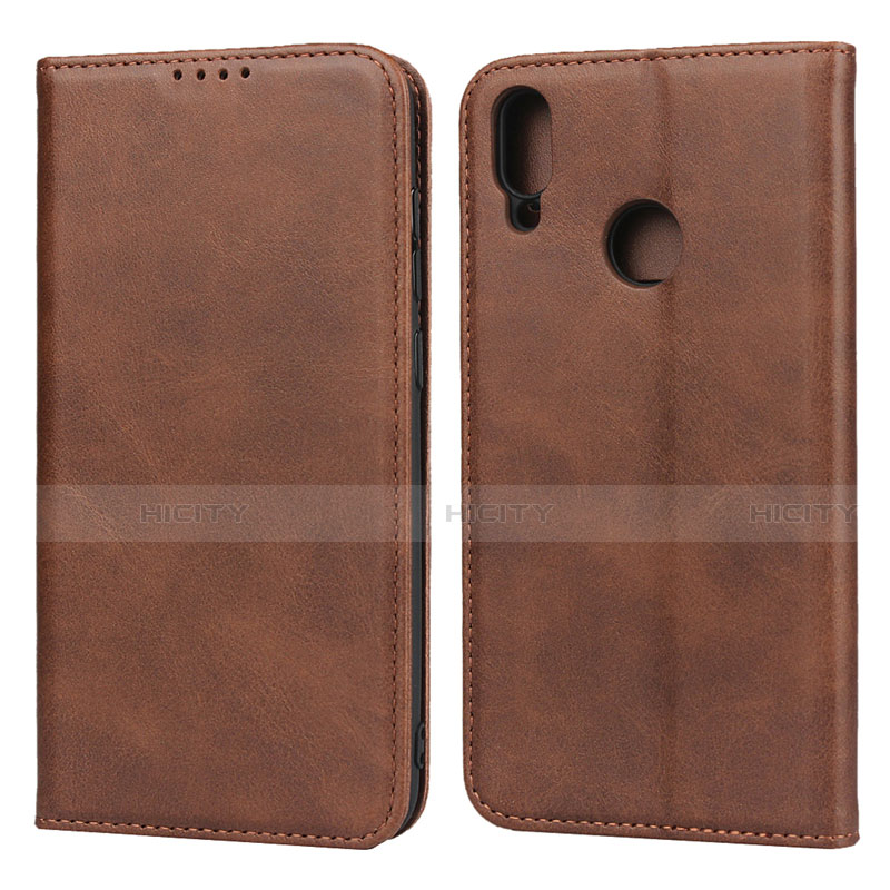 Custodia Portafoglio In Pelle Cover con Supporto L05 per Huawei Y7 Pro (2019) Marrone