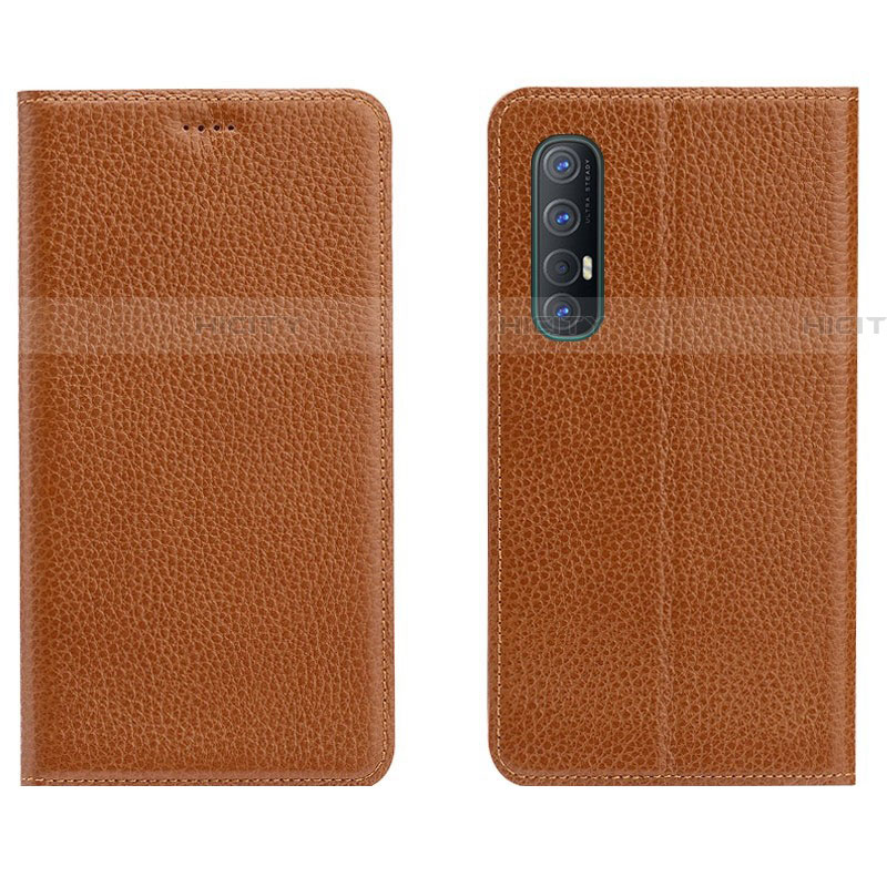 Custodia Portafoglio In Pelle Cover con Supporto L05 per Oppo Find X2 Neo Arancione