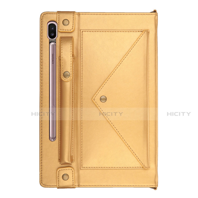 Custodia Portafoglio In Pelle Cover con Supporto L05 per Samsung Galaxy Tab S6 10.5 SM-T860 Oro