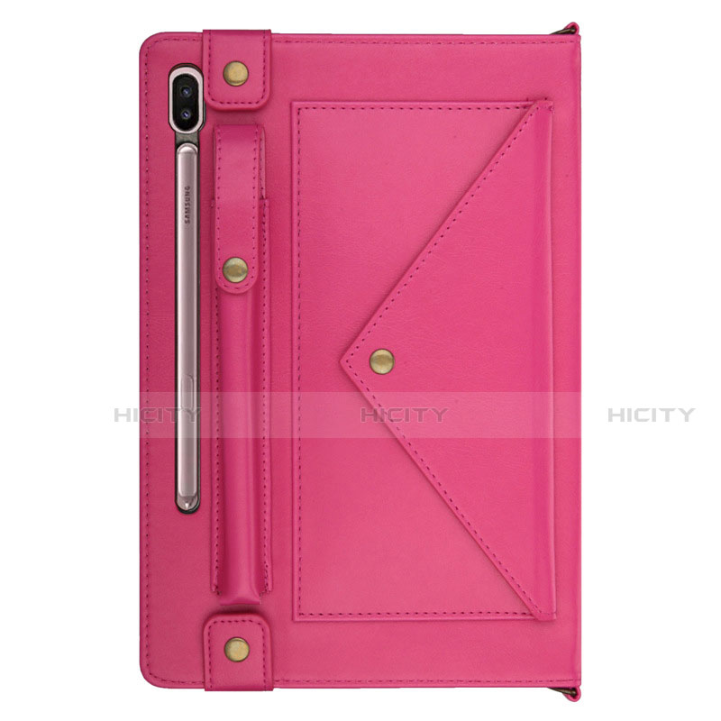 Custodia Portafoglio In Pelle Cover con Supporto L05 per Samsung Galaxy Tab S6 10.5 SM-T860 Rosa Caldo
