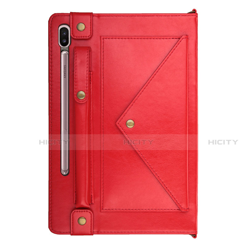 Custodia Portafoglio In Pelle Cover con Supporto L05 per Samsung Galaxy Tab S6 10.5 SM-T860 Rosso