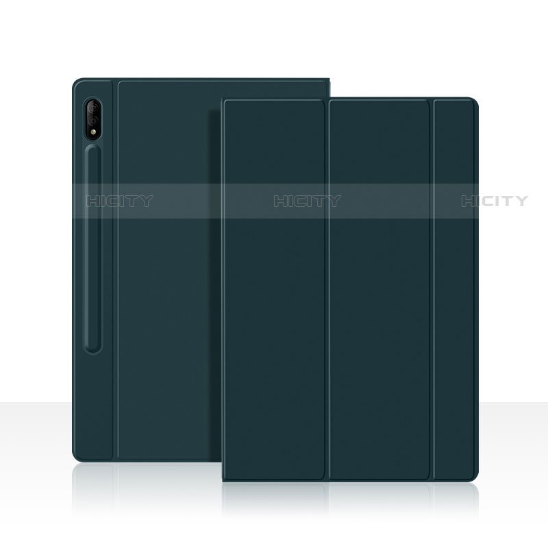 Custodia Portafoglio In Pelle Cover con Supporto L05 per Samsung Galaxy Tab S7 11 Wi-Fi SM-T870 Verde Notte