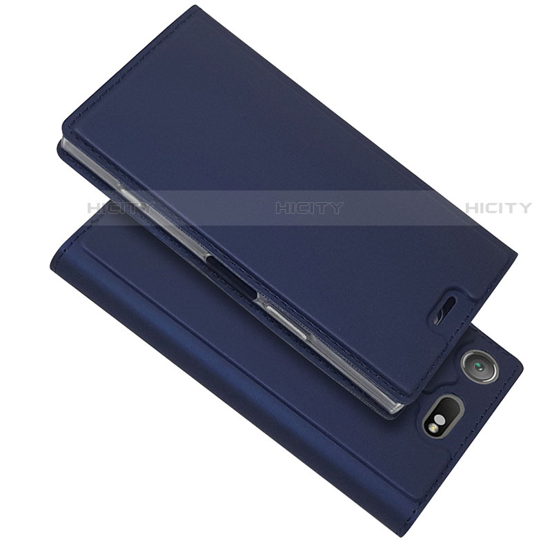 Custodia Portafoglio In Pelle Cover con Supporto L05 per Sony Xperia XZ1 Compact Blu