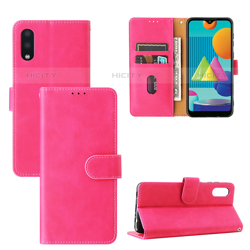 Custodia Portafoglio In Pelle Cover con Supporto L05Z per Samsung Galaxy M02 Rosa Caldo