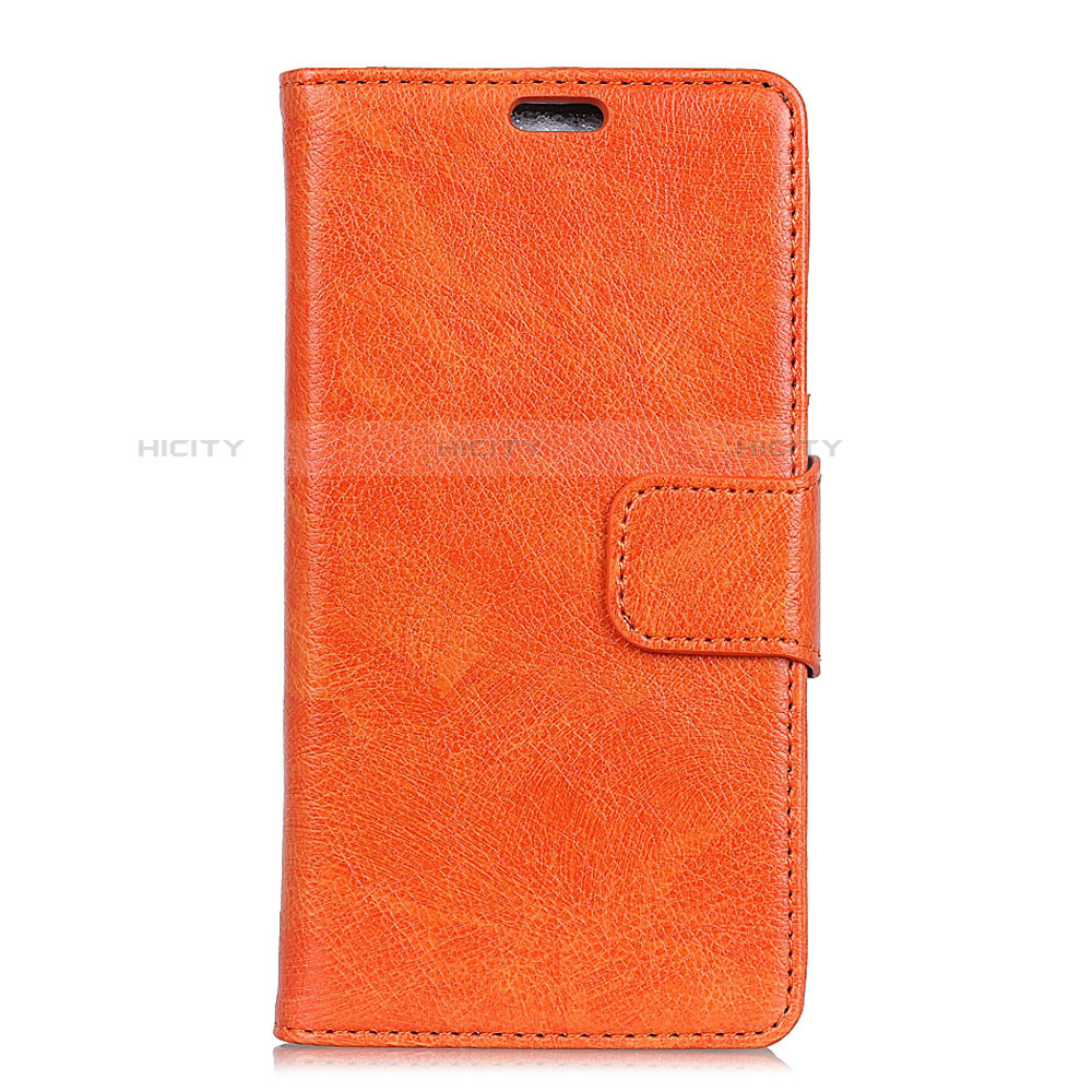 Custodia Portafoglio In Pelle Cover con Supporto L06 per Alcatel 1X (2019) Arancione