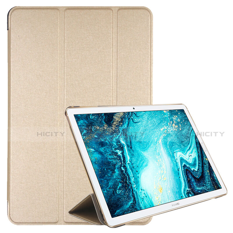 Custodia Portafoglio In Pelle Cover con Supporto L06 per Huawei MediaPad M6 10.8 Oro