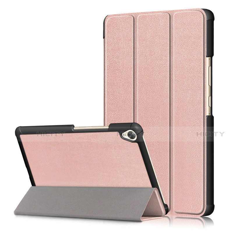 Custodia Portafoglio In Pelle Cover con Supporto L06 per Huawei MediaPad M6 8.4 Oro Rosa