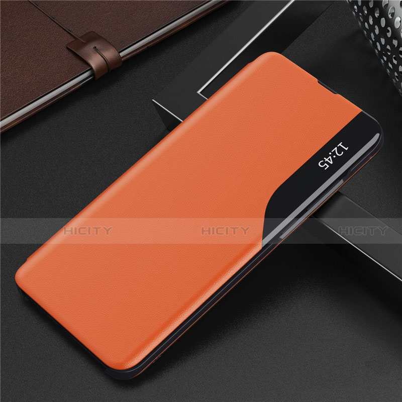 Custodia Portafoglio In Pelle Cover con Supporto L06 per Huawei P Smart (2021) Arancione
