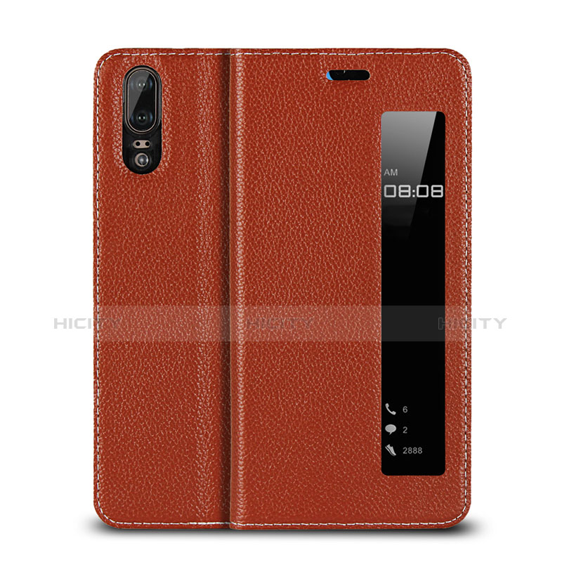 Custodia Portafoglio In Pelle Cover con Supporto L06 per Huawei P20 Arancione