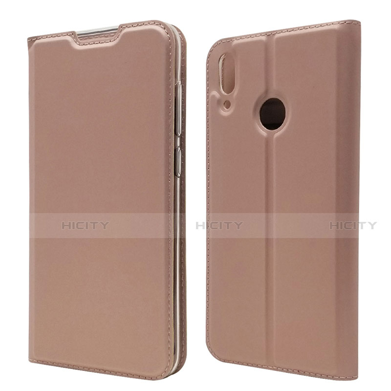 Custodia Portafoglio In Pelle Cover con Supporto L06 per Huawei Y7 (2019) Oro Rosa
