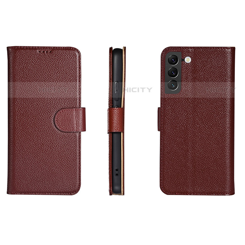 Custodia Portafoglio In Pelle Cover con Supporto L06 per Samsung Galaxy S21 5G Rosso Rosa