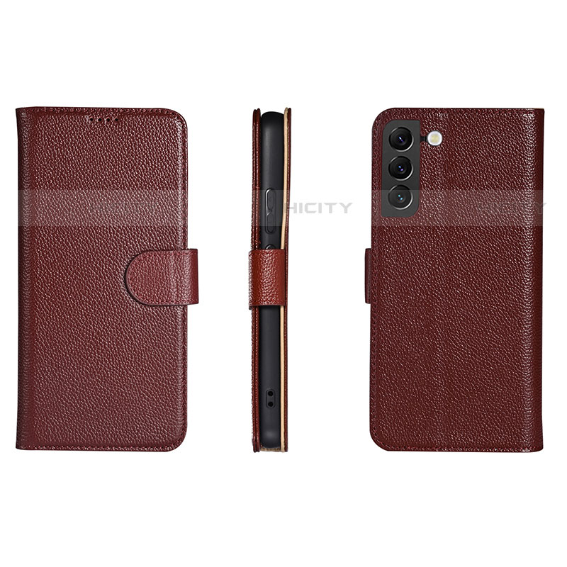 Custodia Portafoglio In Pelle Cover con Supporto L06 per Samsung Galaxy S21 FE 5G Rosso Rosa