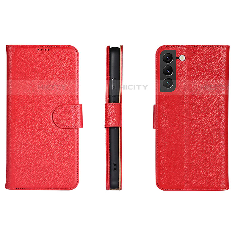 Custodia Portafoglio In Pelle Cover con Supporto L06 per Samsung Galaxy S22 5G Rosso
