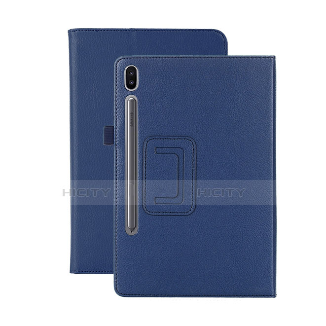 Custodia Portafoglio In Pelle Cover con Supporto L06 per Samsung Galaxy Tab S6 10.5 SM-T860 Blu