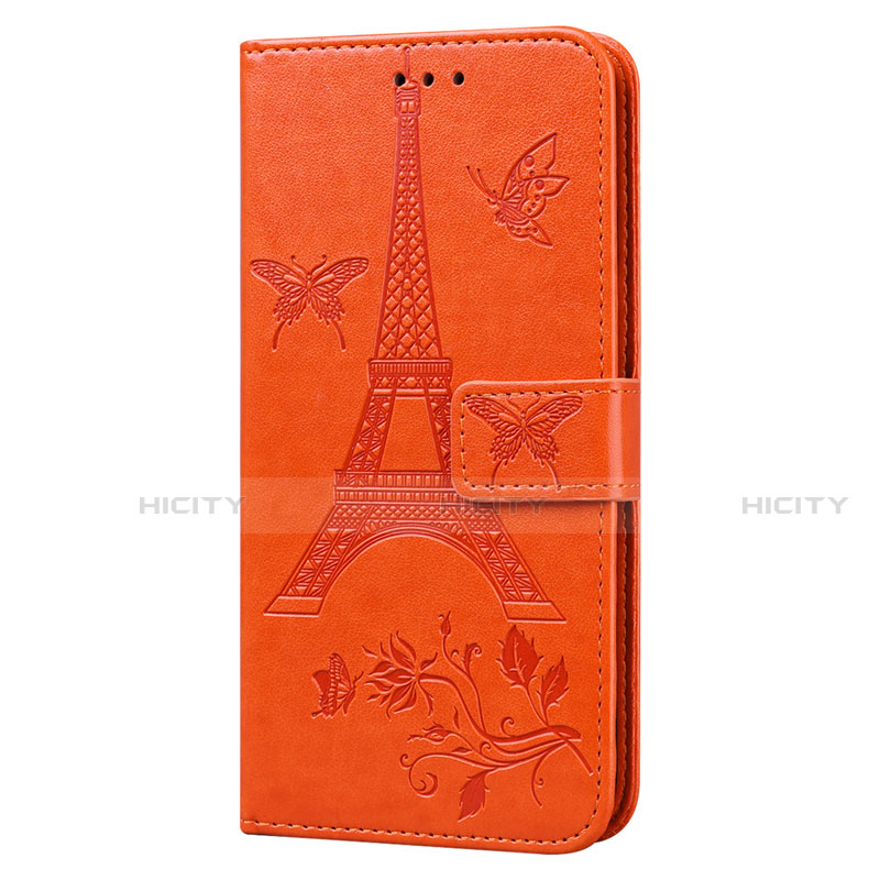 Custodia Portafoglio In Pelle Cover con Supporto L06 per Sony Xperia 8 Arancione