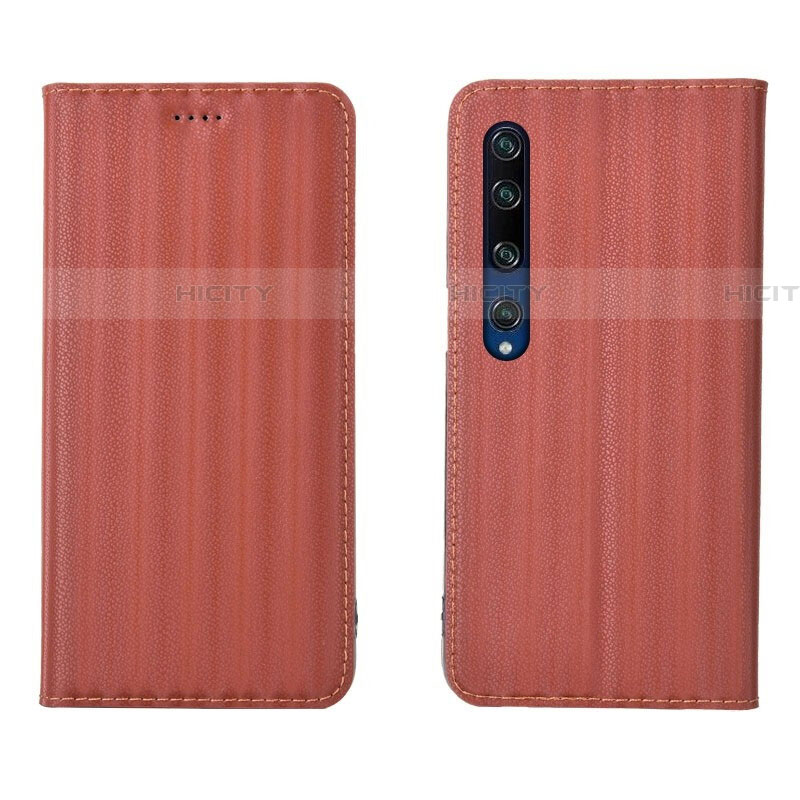 Custodia Portafoglio In Pelle Cover con Supporto L06 per Xiaomi Mi 10 Arancione