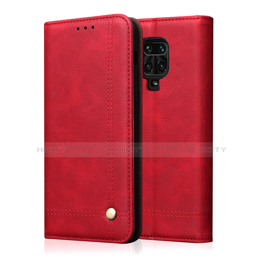 Custodia Portafoglio In Pelle Cover con Supporto L06 per Xiaomi Redmi Note 9 Pro Rosso