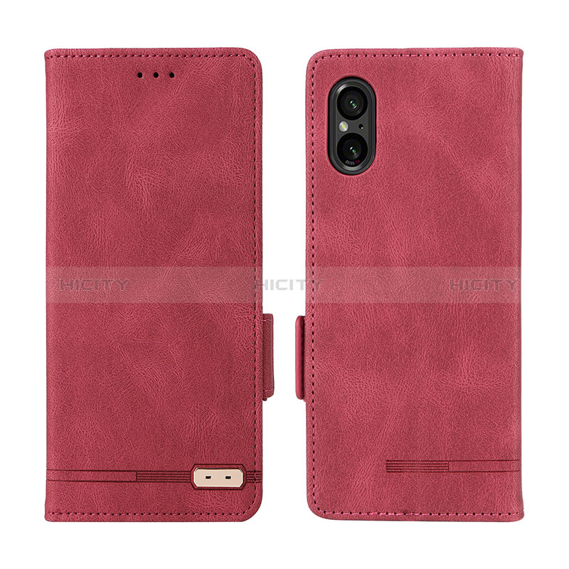 Custodia Portafoglio In Pelle Cover con Supporto L06Z per Sony Xperia 5 V Rosso