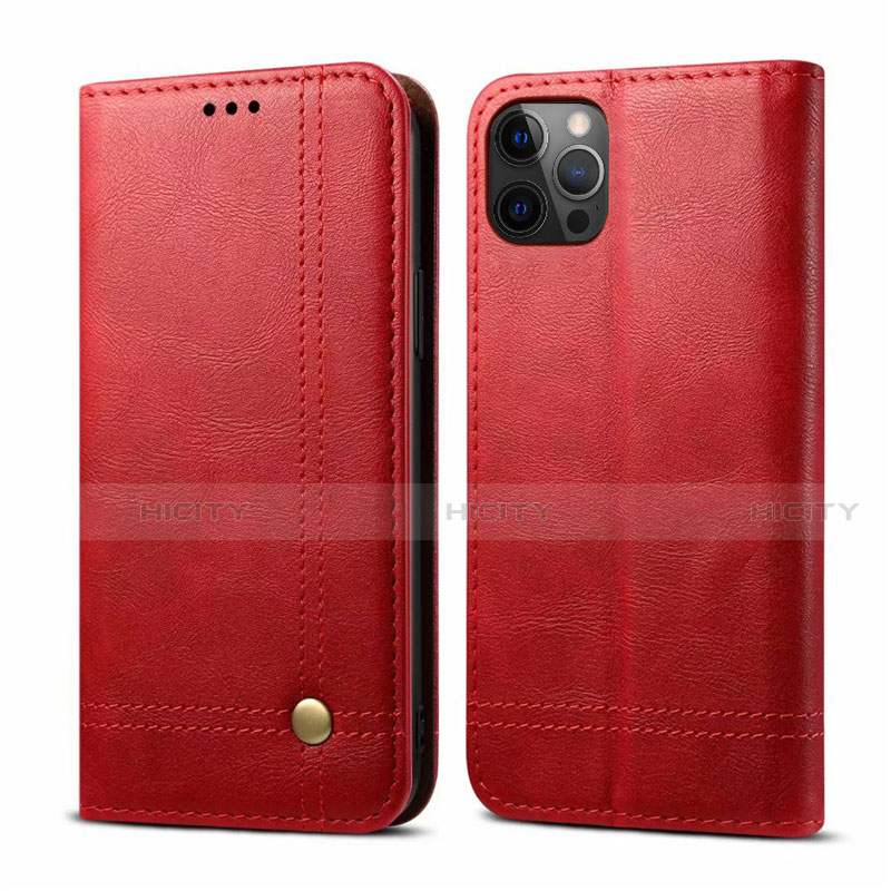 Custodia Portafoglio In Pelle Cover con Supporto L07 per Apple iPhone 12 Pro Max Rosso