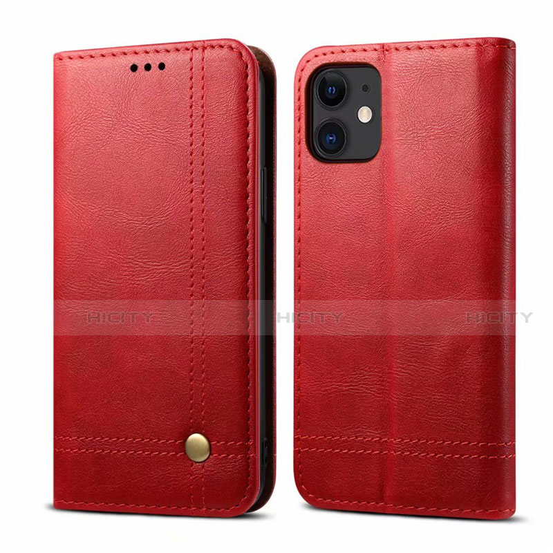 Custodia Portafoglio In Pelle Cover con Supporto L07 per Apple iPhone 12 Rosso