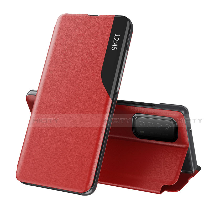 Custodia Portafoglio In Pelle Cover con Supporto L07 per Huawei P Smart (2021) Rosso