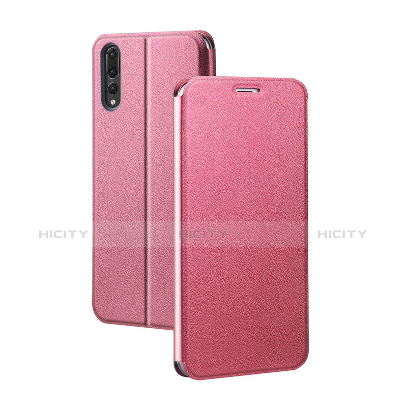 Custodia Portafoglio In Pelle Cover con Supporto L07 per Huawei P20 Pro Rosa Caldo