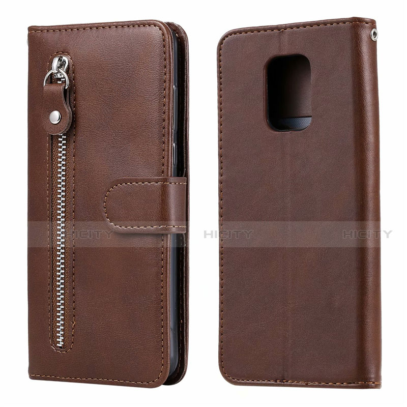 Custodia Portafoglio In Pelle Cover con Supporto L07 per Xiaomi Redmi Note 9 Pro Marrone