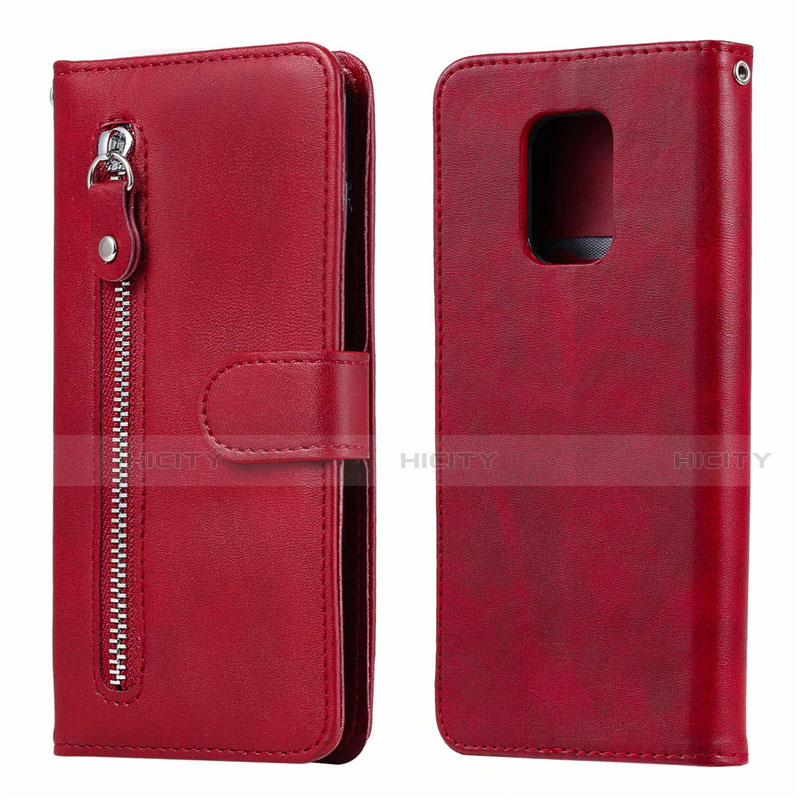 Custodia Portafoglio In Pelle Cover con Supporto L07 per Xiaomi Redmi Note 9 Pro Rosso