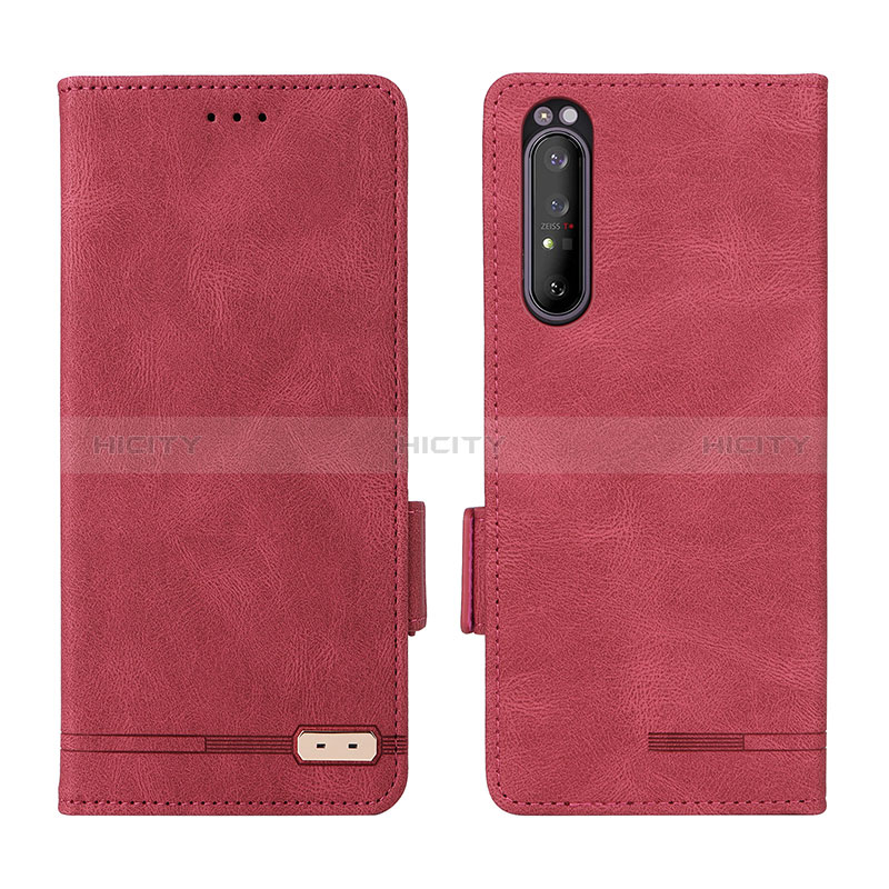 Custodia Portafoglio In Pelle Cover con Supporto L07Z per Sony Xperia 1 II Rosso