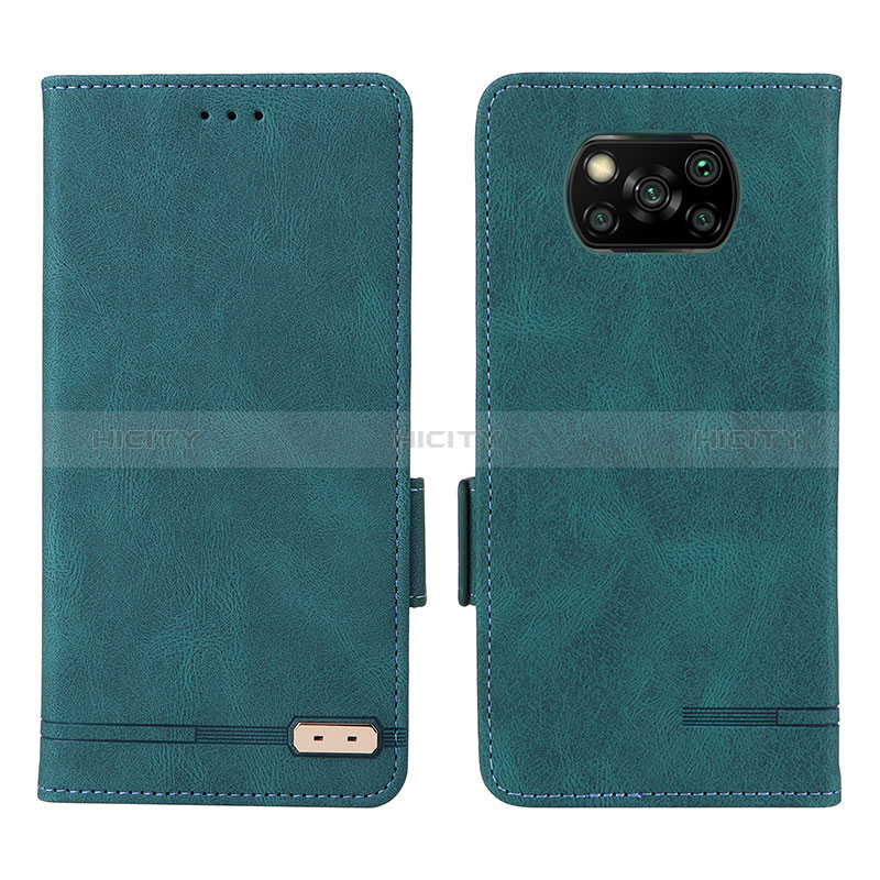Custodia Portafoglio In Pelle Cover con Supporto L07Z per Xiaomi Poco X3 NFC Verde