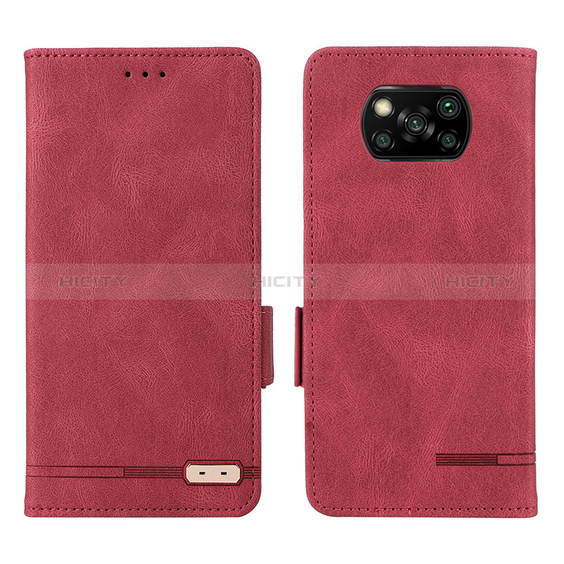 Custodia Portafoglio In Pelle Cover con Supporto L07Z per Xiaomi Poco X3 Pro Rosso