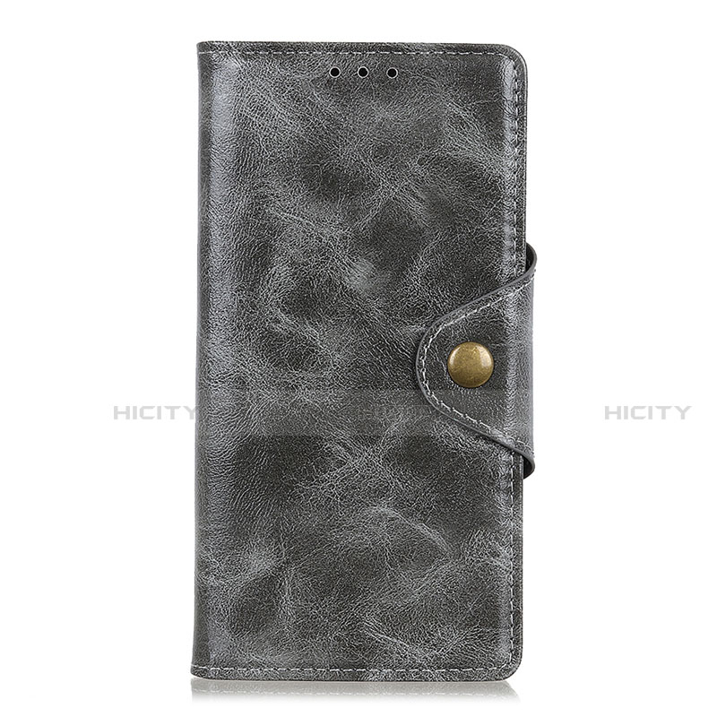 Custodia Portafoglio In Pelle Cover con Supporto L08 per Motorola Moto One Fusion Plus Grigio