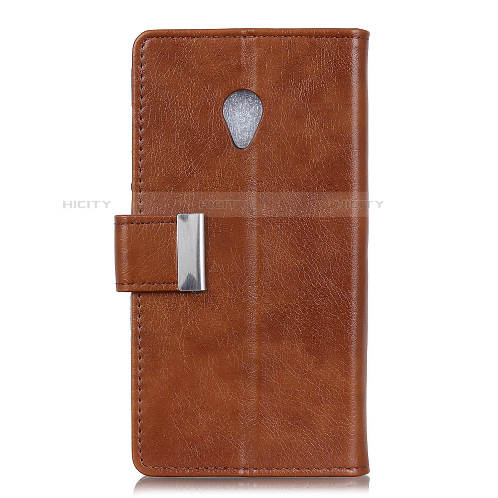 Custodia Portafoglio In Pelle Cover con Supporto L09 per Alcatel 1X (2019) Marrone