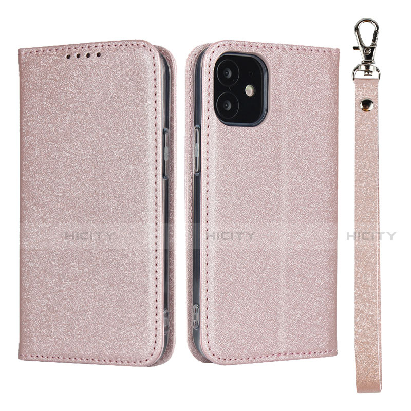 Custodia Portafoglio In Pelle Cover con Supporto L09 per Apple iPhone 12 Oro Rosa