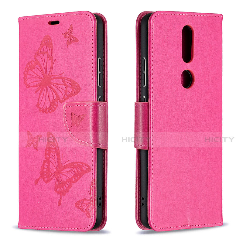 Custodia Portafoglio In Pelle Cover con Supporto L10 per Nokia 2.4 Rosa Caldo