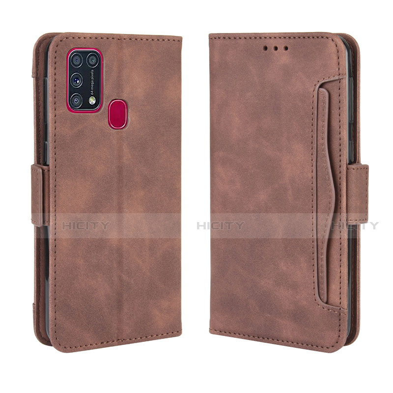 Custodia Portafoglio In Pelle Cover con Supporto L10 per Samsung Galaxy M21s Marrone