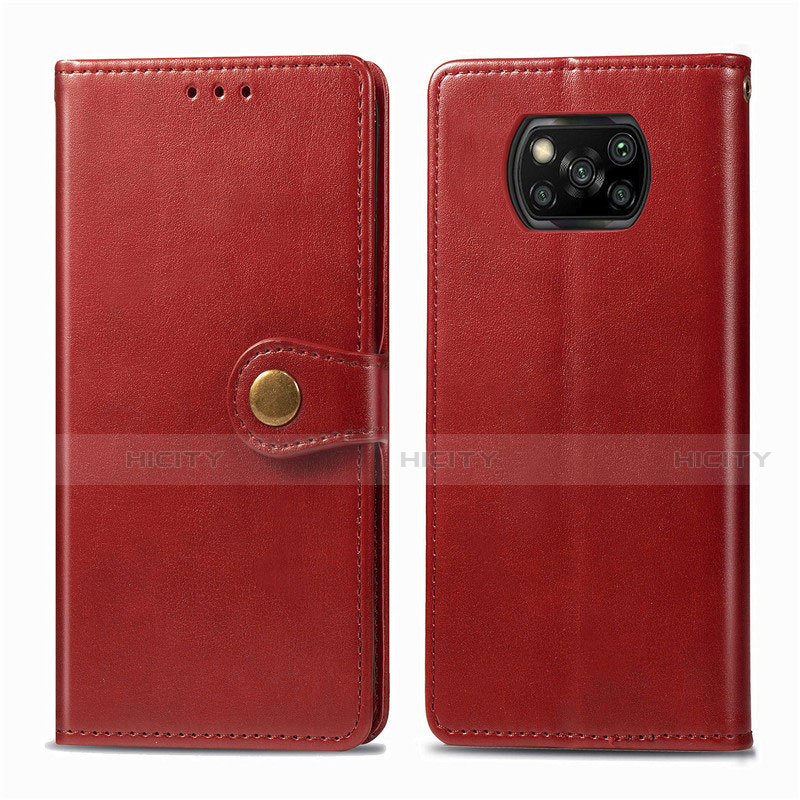 Custodia Portafoglio In Pelle Cover con Supporto L10 per Xiaomi Poco X3 Pro Rosso
