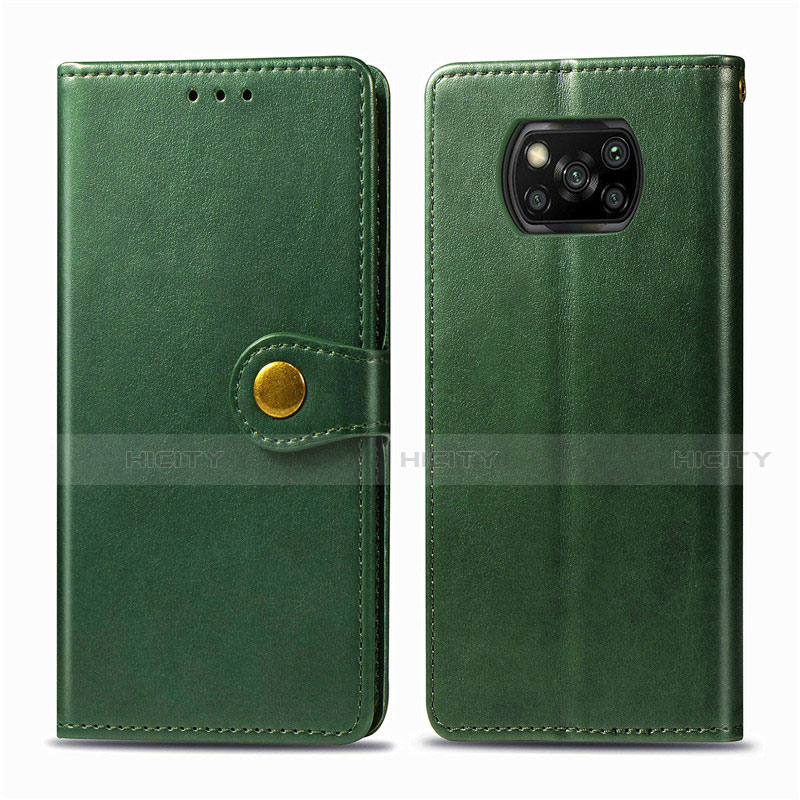 Custodia Portafoglio In Pelle Cover con Supporto L10 per Xiaomi Poco X3 Verde