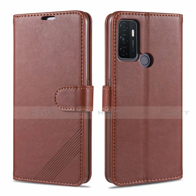 Custodia Portafoglio In Pelle Cover con Supporto L11 per Oppo A53s Marrone