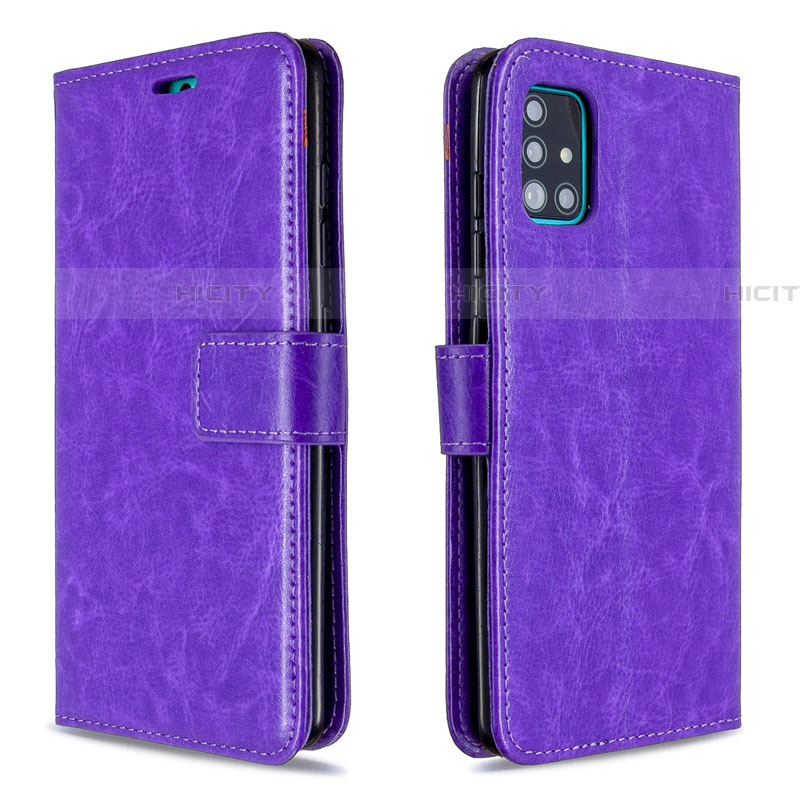 Custodia Portafoglio In Pelle Cover con Supporto L11 per Samsung Galaxy A51 5G Viola