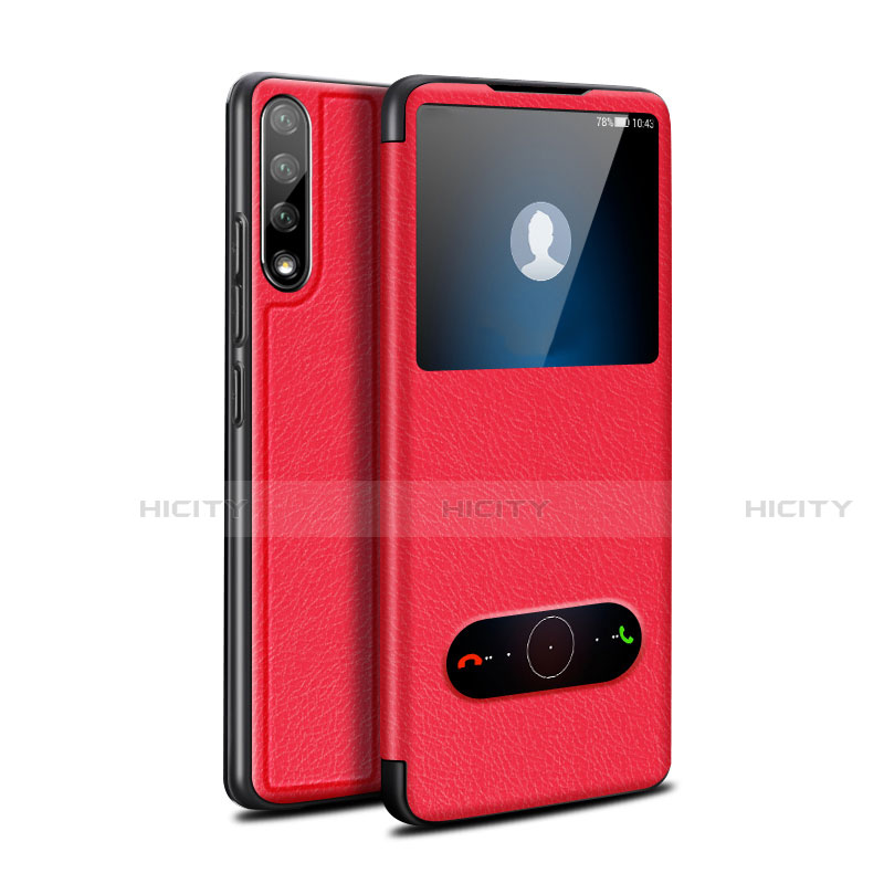 Custodia Portafoglio In Pelle Cover con Supporto L12 per Huawei Y8p Rosso