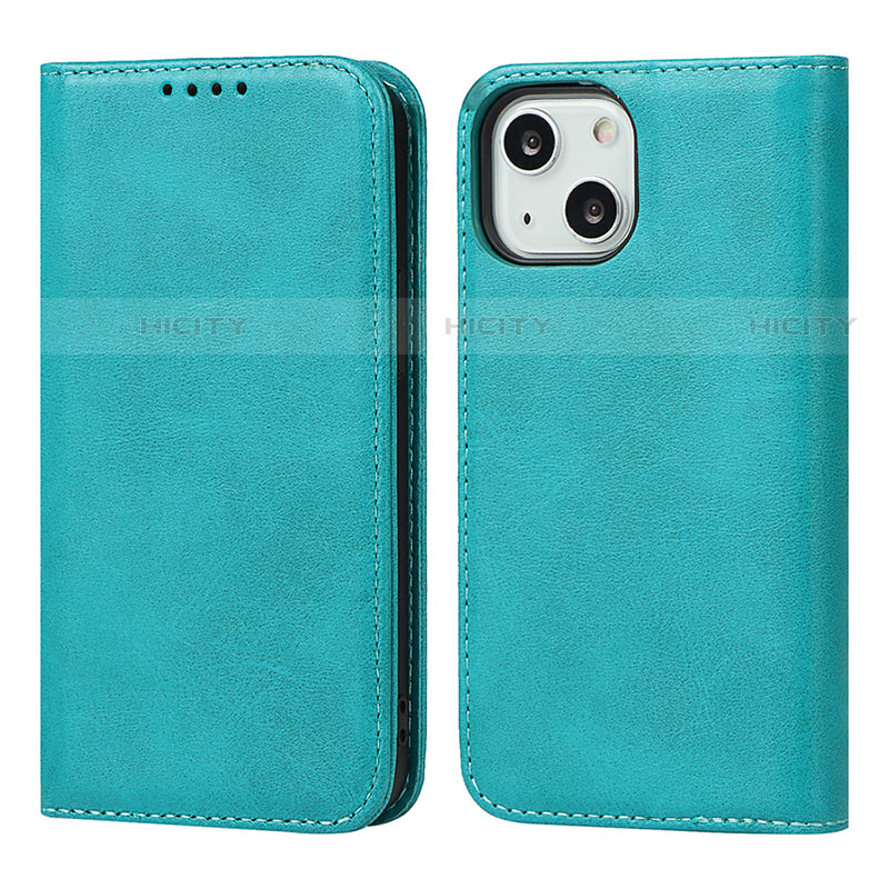 Custodia Portafoglio In Pelle Cover con Supporto L14 per Apple iPhone 13 Mini Cielo Blu