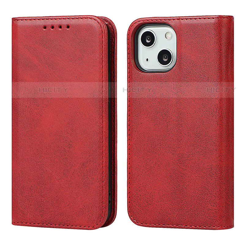 Custodia Portafoglio In Pelle Cover con Supporto L14 per Apple iPhone 13 Mini Rosso