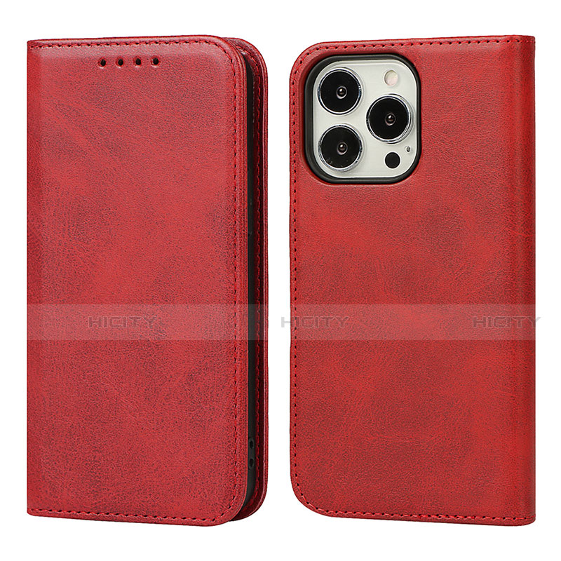 Custodia Portafoglio In Pelle Cover con Supporto L14 per Apple iPhone 13 Pro Rosso