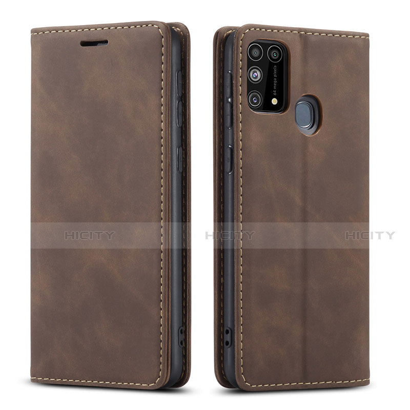 Custodia Portafoglio In Pelle Cover con Supporto L15 per Samsung Galaxy M21s Marrone