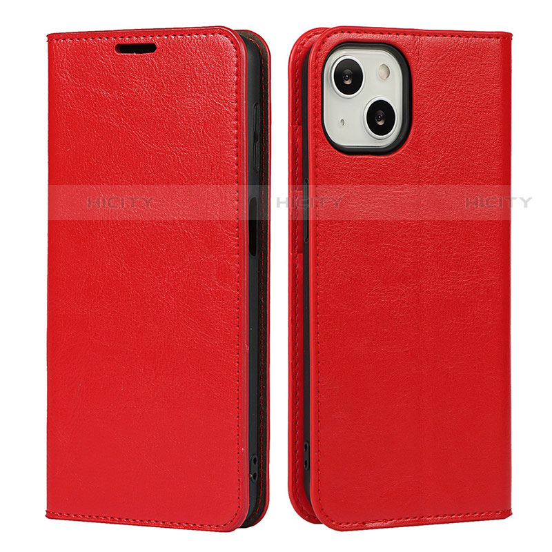 Custodia Portafoglio In Pelle Cover con Supporto L17 per Apple iPhone 13 Mini Rosso