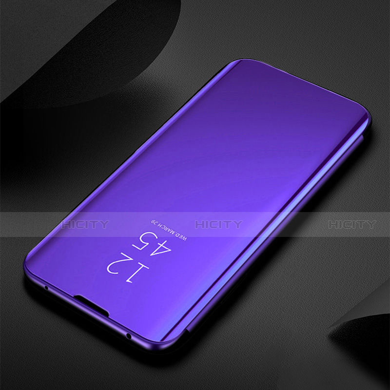 Custodia Portafoglio In Pelle Cover con Supporto Laterale Specchio Cover H01 per Samsung Galaxy S21 5G Blu Notte